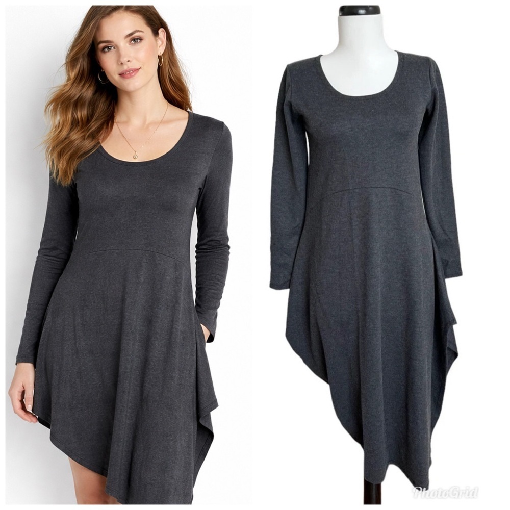 Vintage Heyne Bogut knit dress size S gray Asymmetrical